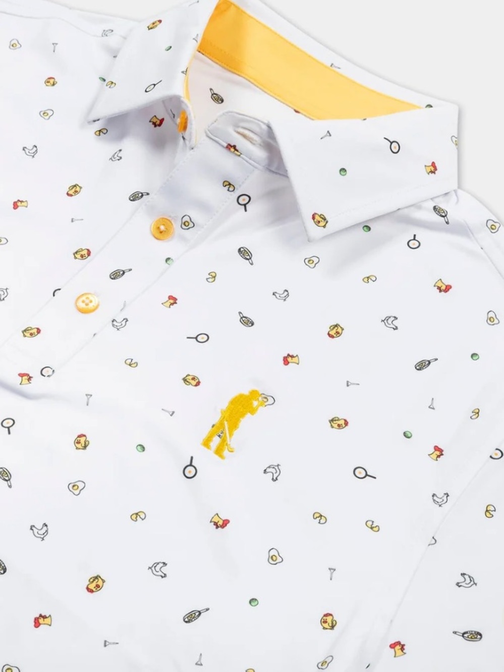 U suck at GOLF!! White Polo Shirt with Yellow Accent!! EGGS style!! XL